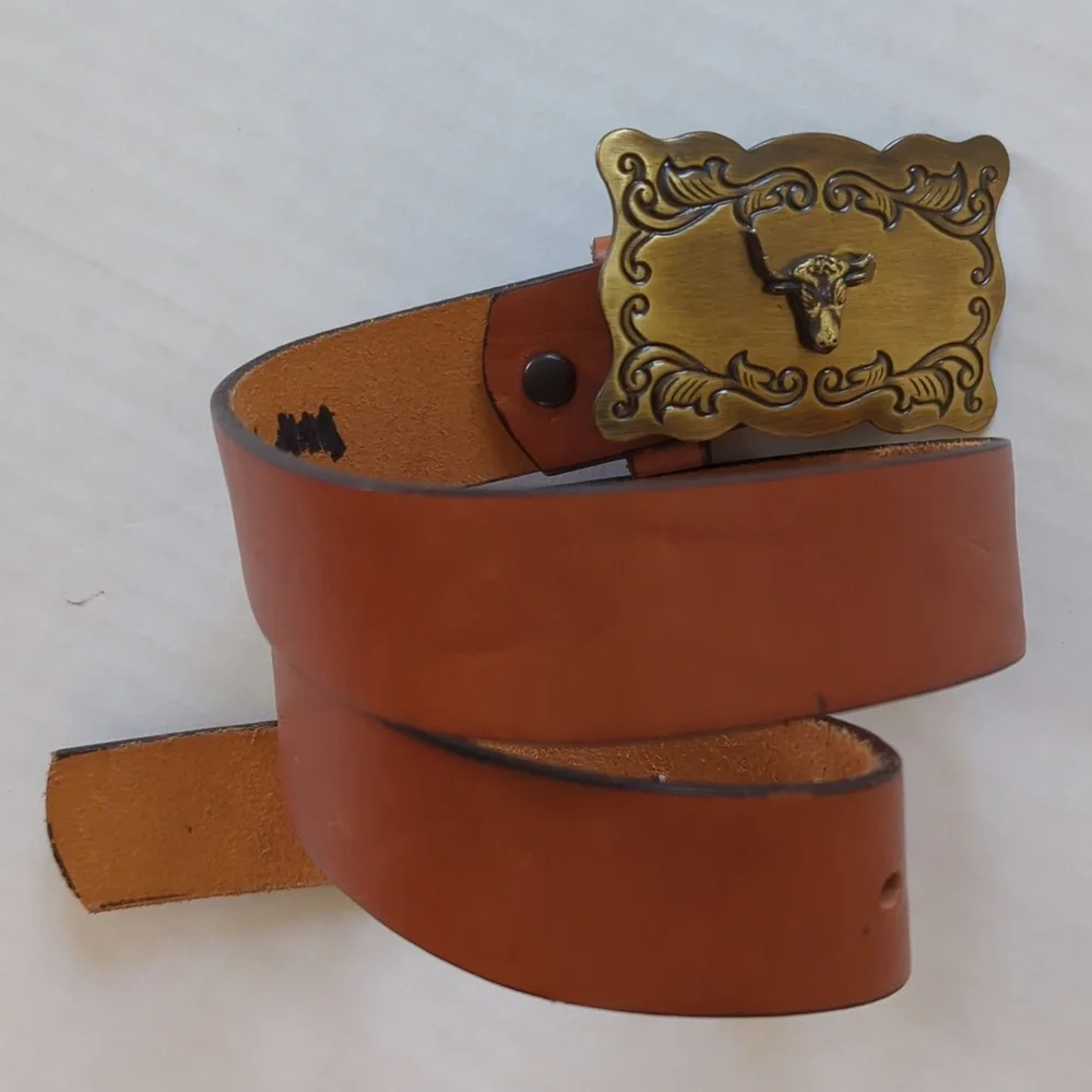 Vintage Chaucer Harness Leather Belt w/Western Buckle 26 Brown FLAW